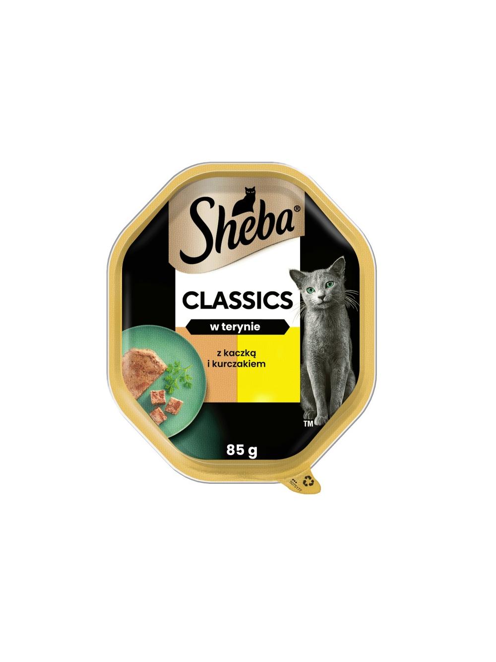 SHEBA Finesse tacka 85 g – mokra karma pełnoporcjowa dla dorosłych kotów, z kaczką i kurczakiem , w pasztecie