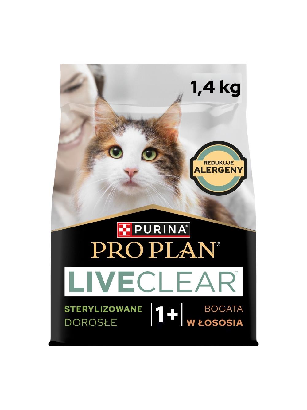 PRO PLAN LiveClear Karma dla dorosłych kotów po zabiegu sterylizacji bogata w łososia 1,4 kg