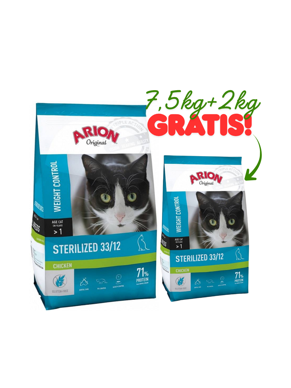 ARION Original Sterilized 33/12 Chicken 7,5kg