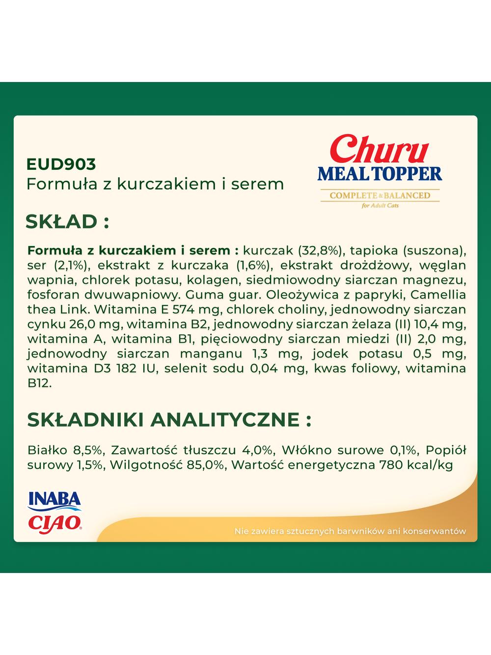 INABA  Dog Meal Topper Chicken With Cheese Recipe 4x14 (56g)