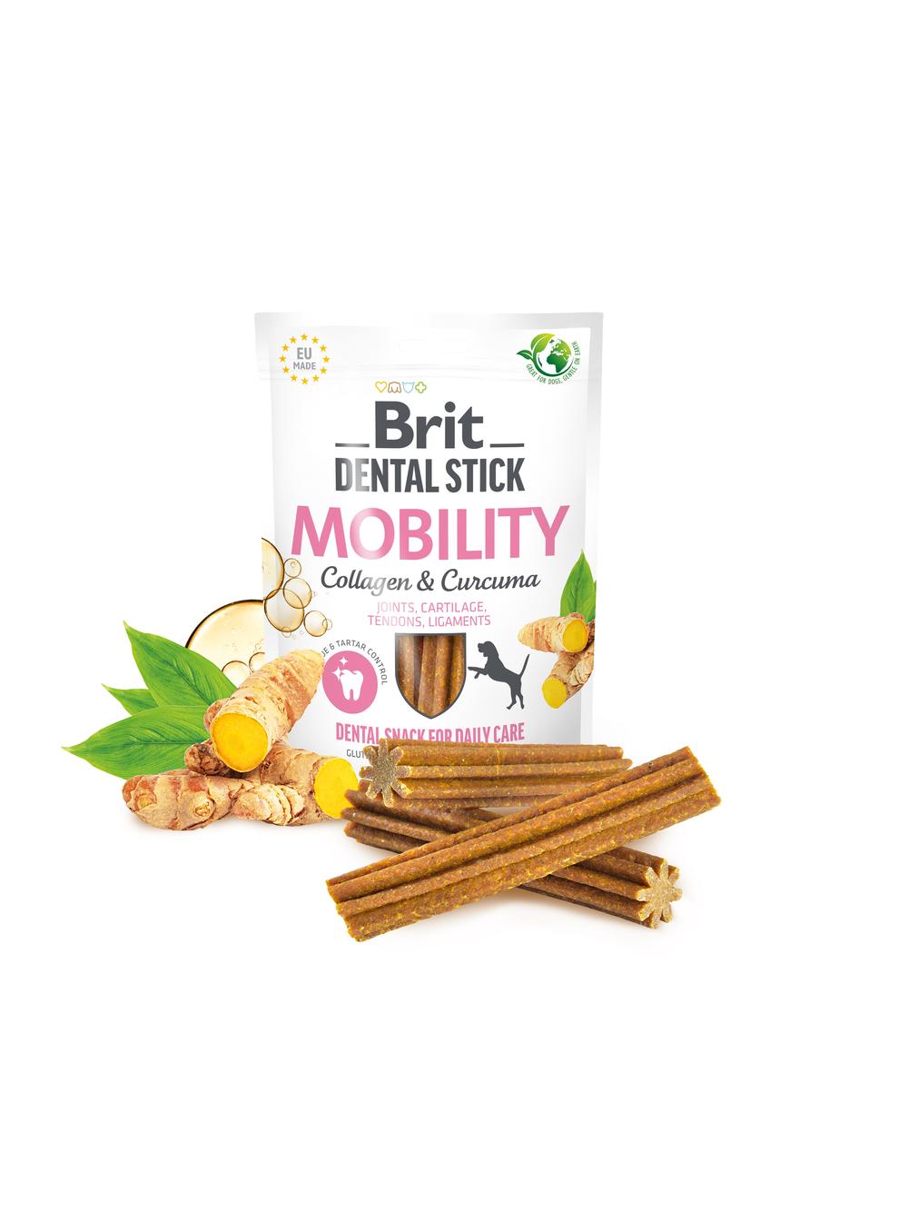 BRIT CARE Dog Dental Stick Mobility with Curcuma & Collagen 7szt (251g)