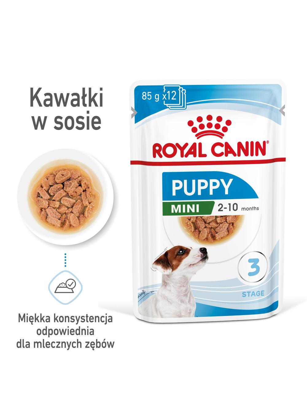ROYAL CANIN Mini Puppy 12x85g karma mokra w sosie dla szczeniąt do 10 miesiąca, ras małych + niespodzianka dla psa GRATIS!