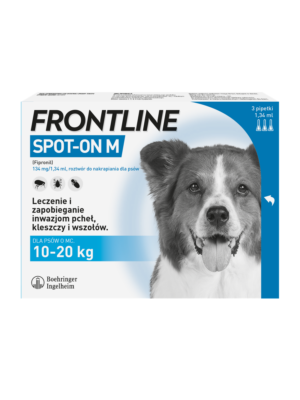 Frontline Spot On Pies M 10-20 kg dla psów M  3x1,34 ml