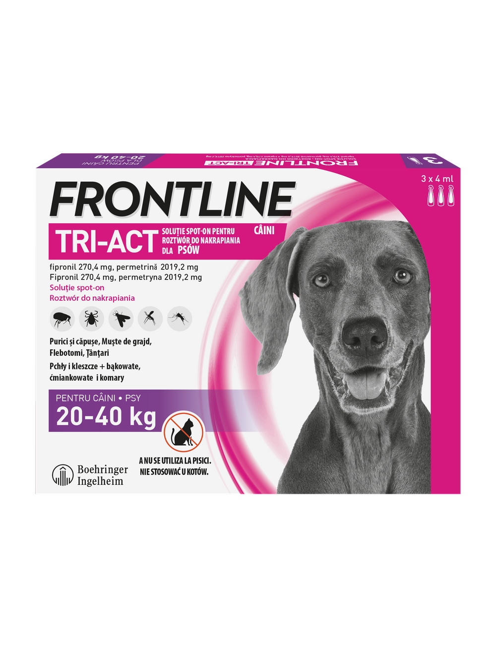 FRONTLINE Tri-Act L 20-40kg (pipeta 3 x 4ml) X2 + Zakładka magnetyczna GRATIS!