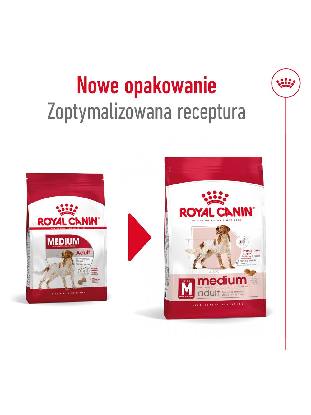 ROYAL CANIN®   Medium Adult 15kg karma sucha dla psów dorosłych ras średnich, do 7 roku życia / Opakowanie uszkodzone (7540,8374,9259,9588,9657) !!!