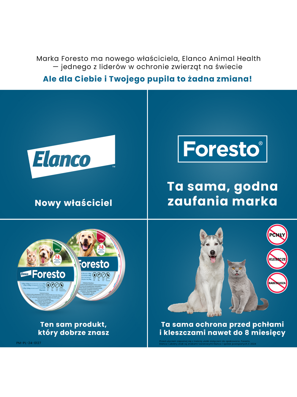 ELANCO Foresto Obroża dla psów powyżej 8kg+ Cestal Dog Plus tabletki na odrobaczanie psów 2 sztuki