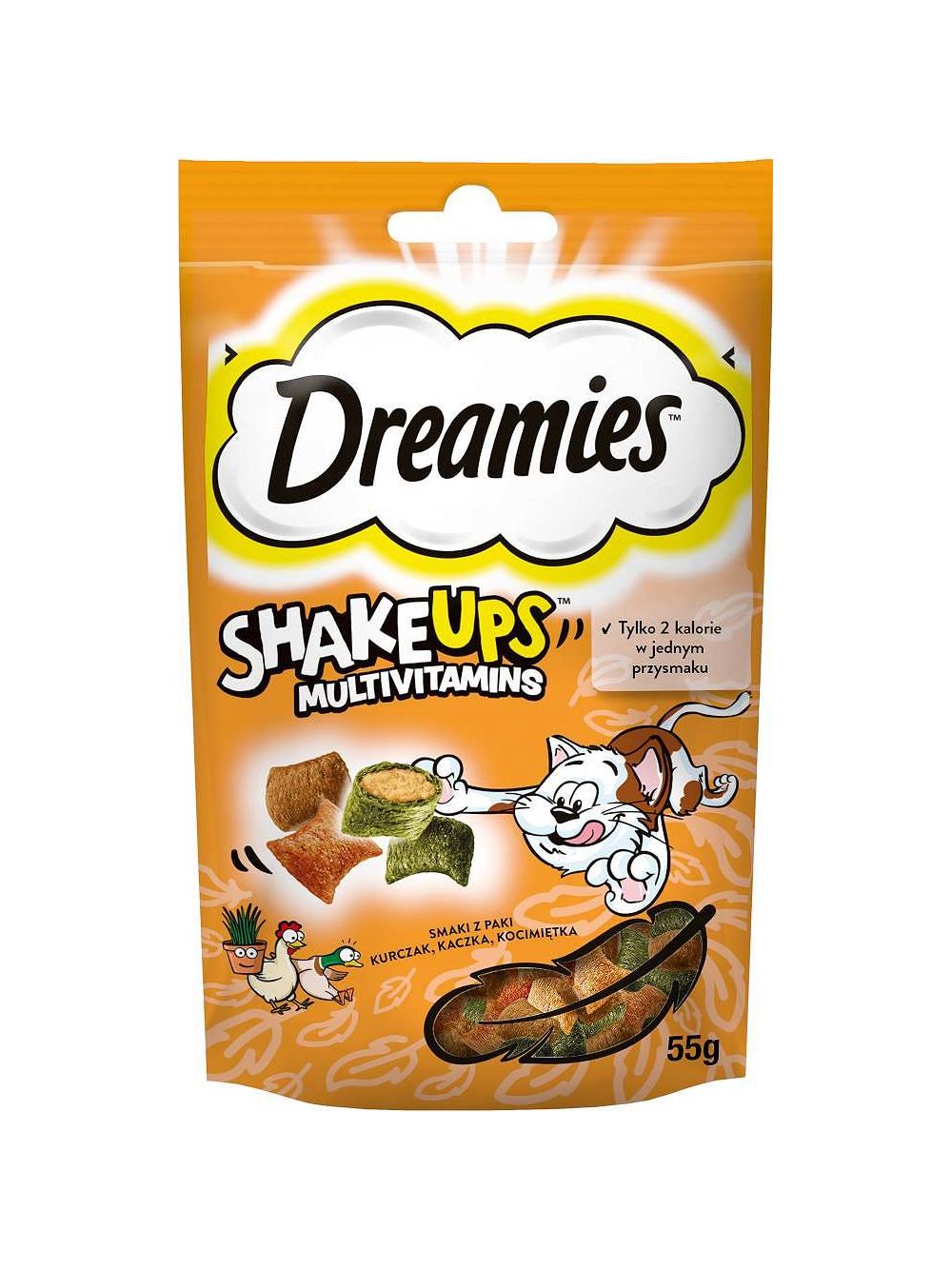 DREAMIES ShakeUps Multivitamins Kaczka Kocimiętka Kurczak 55g
