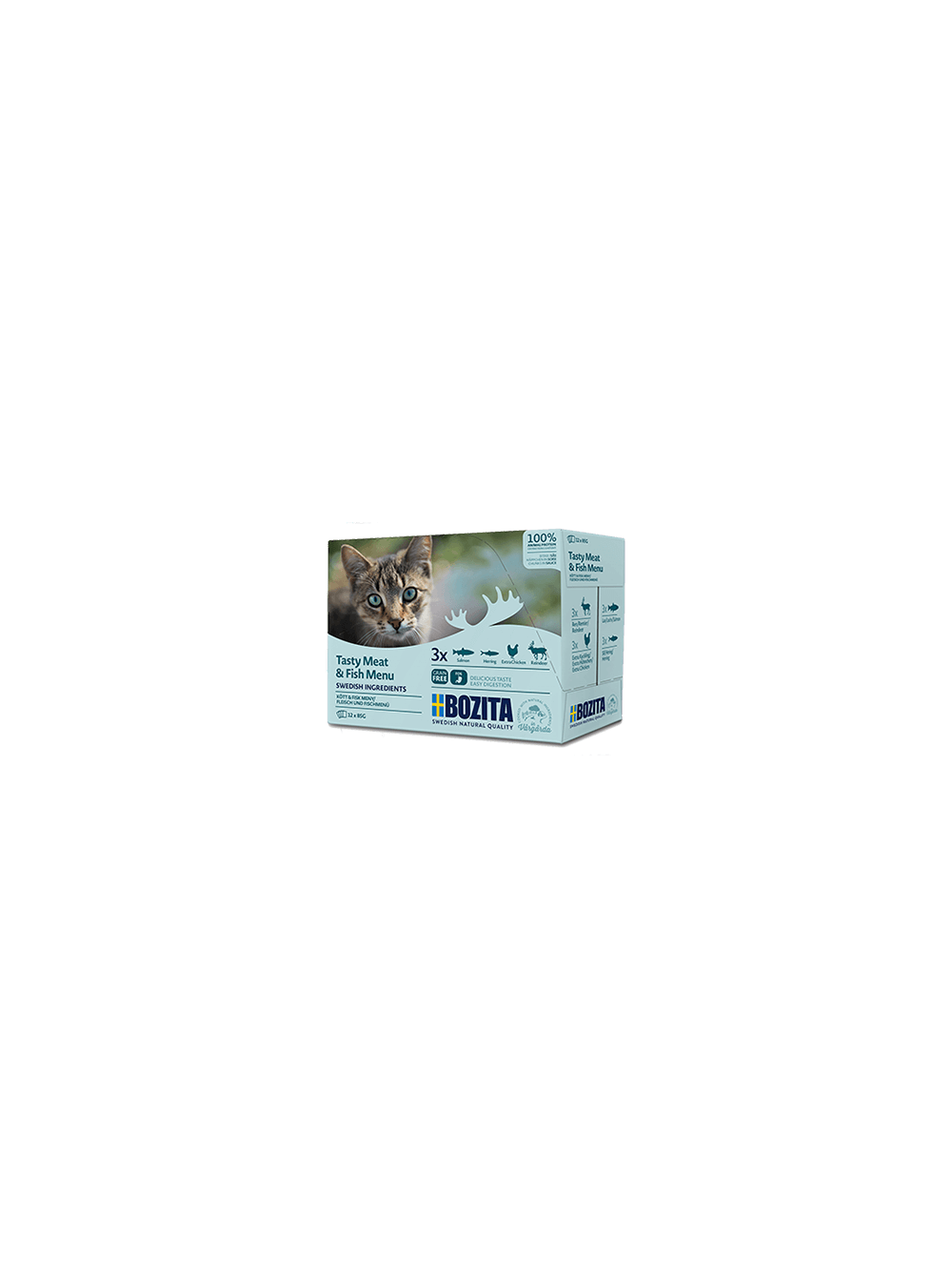 BOZITA Multibox mięsne i rybne kawałki w sosie (mix 12 saszetek 85g)