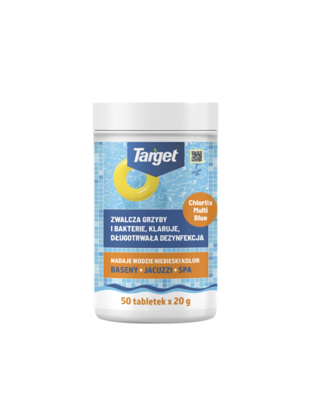 CHLORTIX MULTI BLUE - ZWALCZA GLONY I DEZYNFEKUJE WODĘ BASENOWĄ 1 KG (50 X 20 GR)