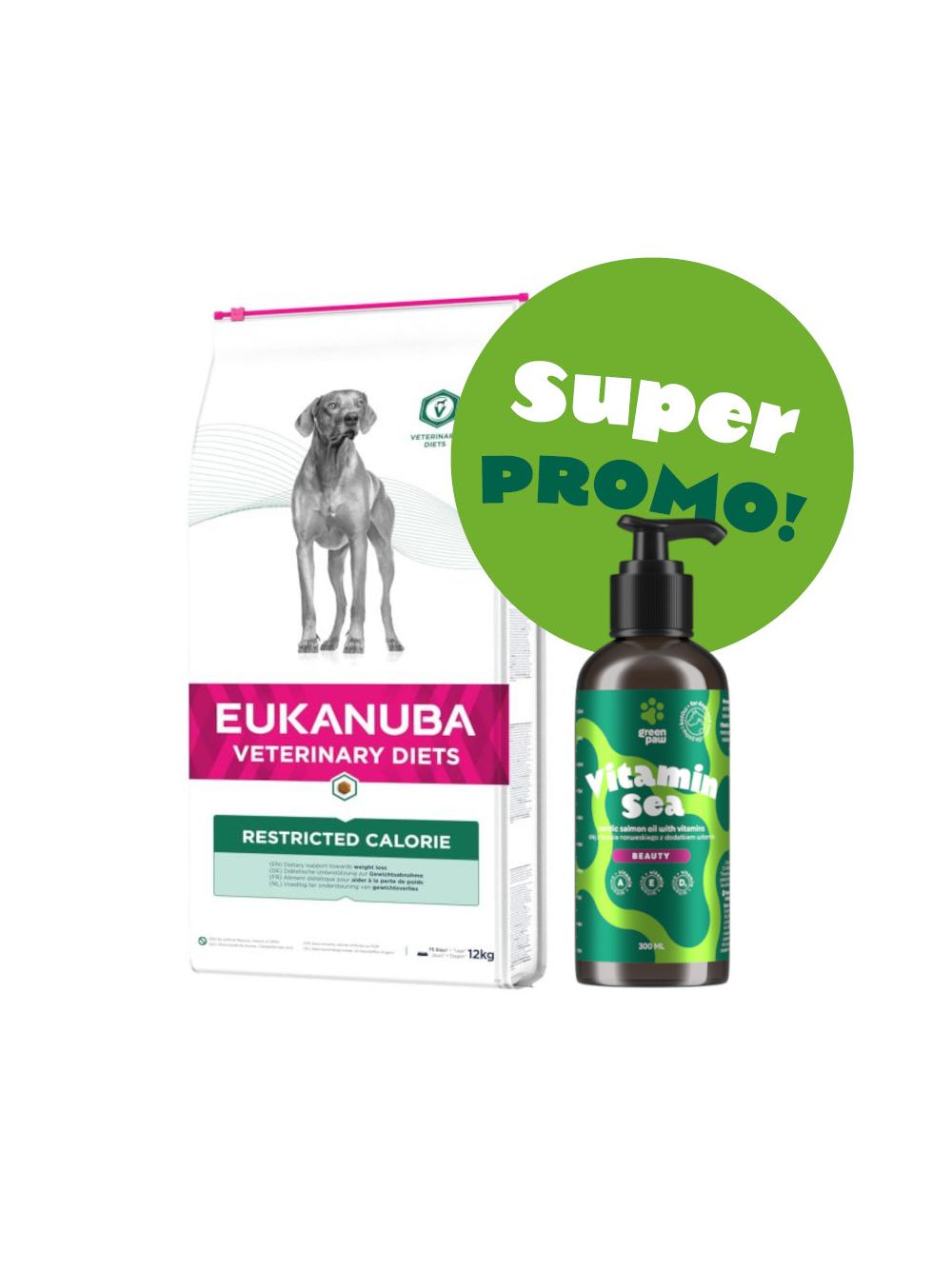 EUKANUBA Restricted Calorie 12kg + Olej z łososia norweskiego 300ml