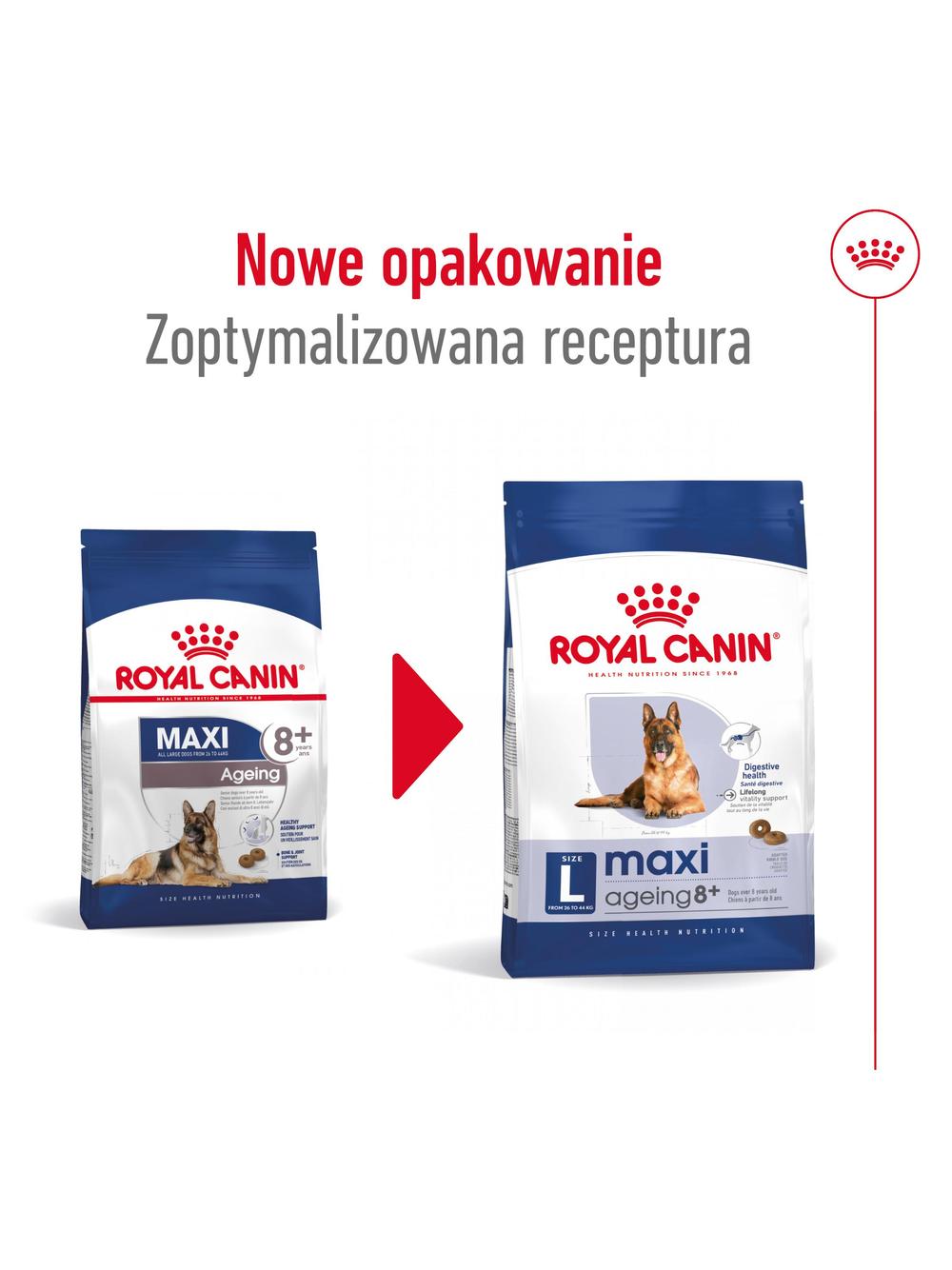 ROYAL CANIN Maxi Ageing 8+ 14,4kg karma sucha dla psów dojrzałych, po 8 roku życia, ras dużych / 14,4kg / Opakowanie uszkodzone (6930,9562) !!!