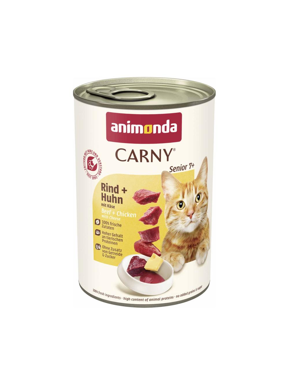 ANIMONDA Cat Carny Senior smak: Wołowina, kurczak, ser  400g