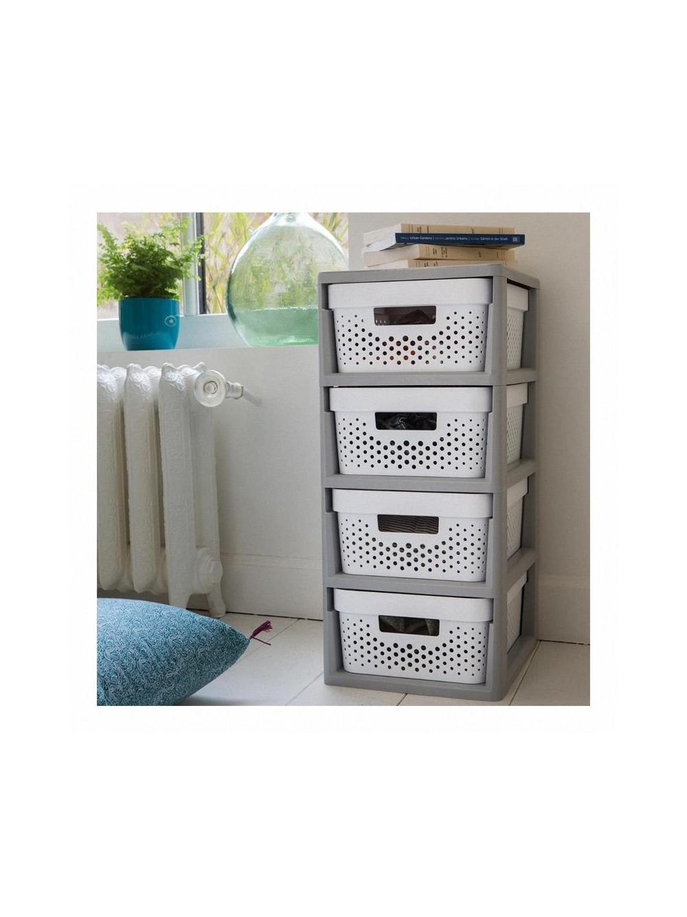 Curver Regał ażurowy Infinity 4x11 L szaro-biały