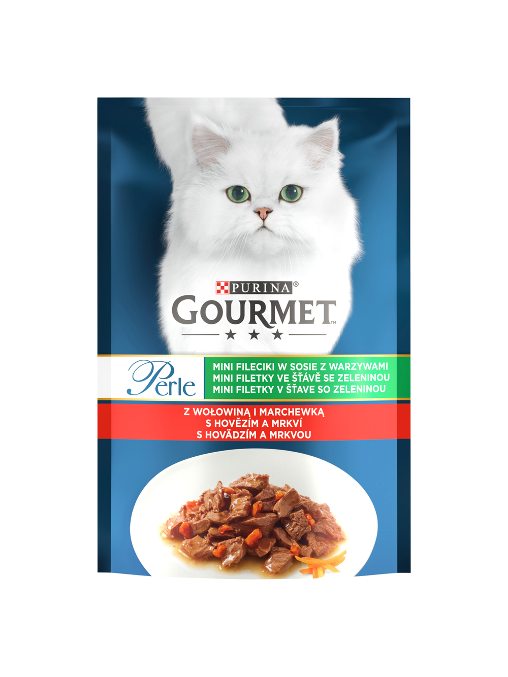 Purina Gourmet Perle Karma dla kotów mini fileciki w sosie z wołowiną i marchewką 85g