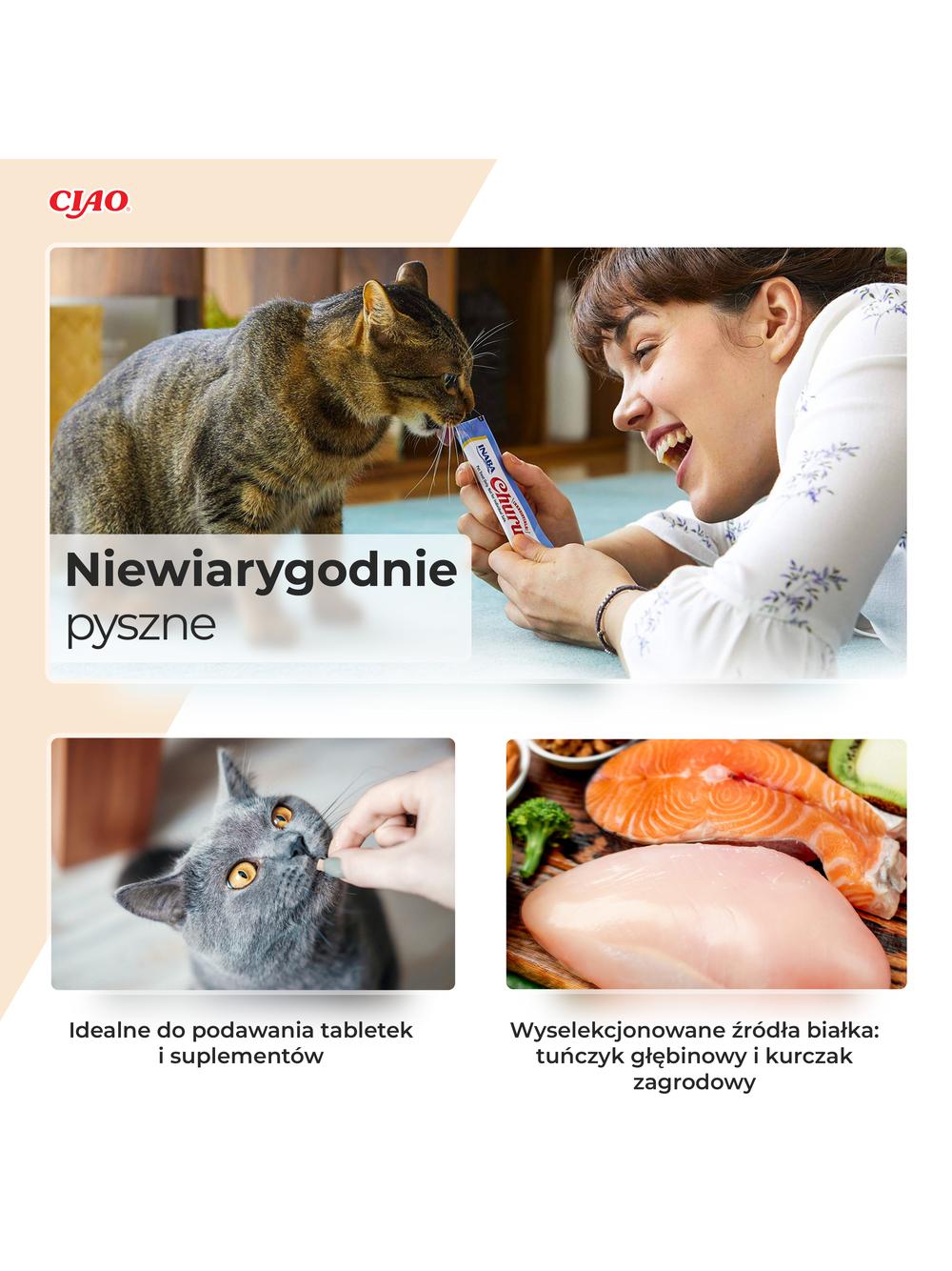 INABA  Churu dla kota - mix z kurczakiem i wołowiną 20x14g
