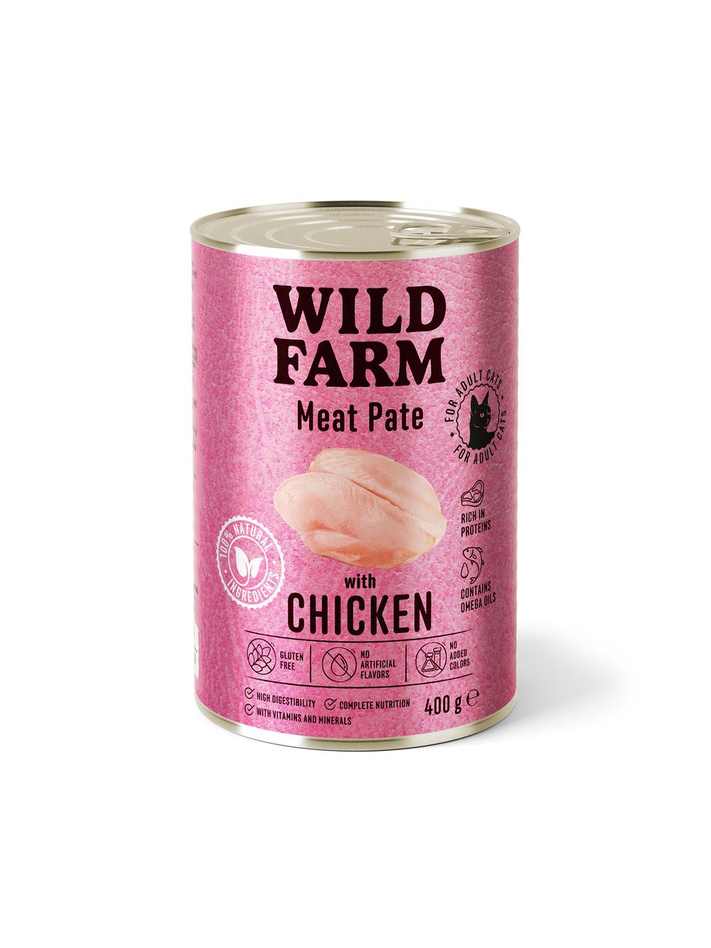 WILD FARM Pate with Chicken 400g - bezglutenowa karma dla kota
