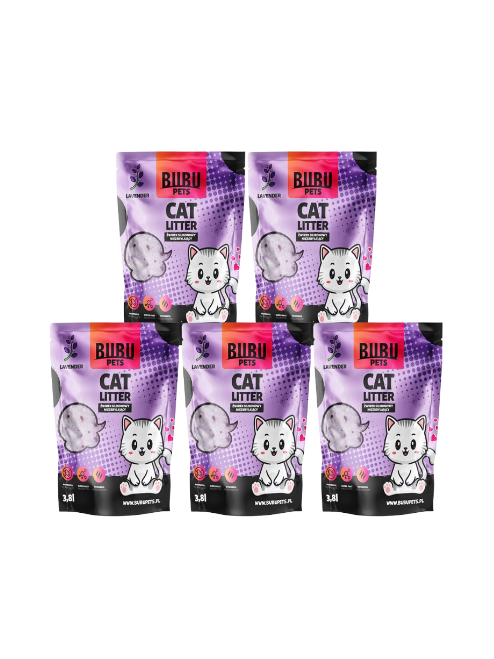 BUBU Pets Żwirek Silikonowy Niezbrylający Micro lavender fioletowy 5x3,8l