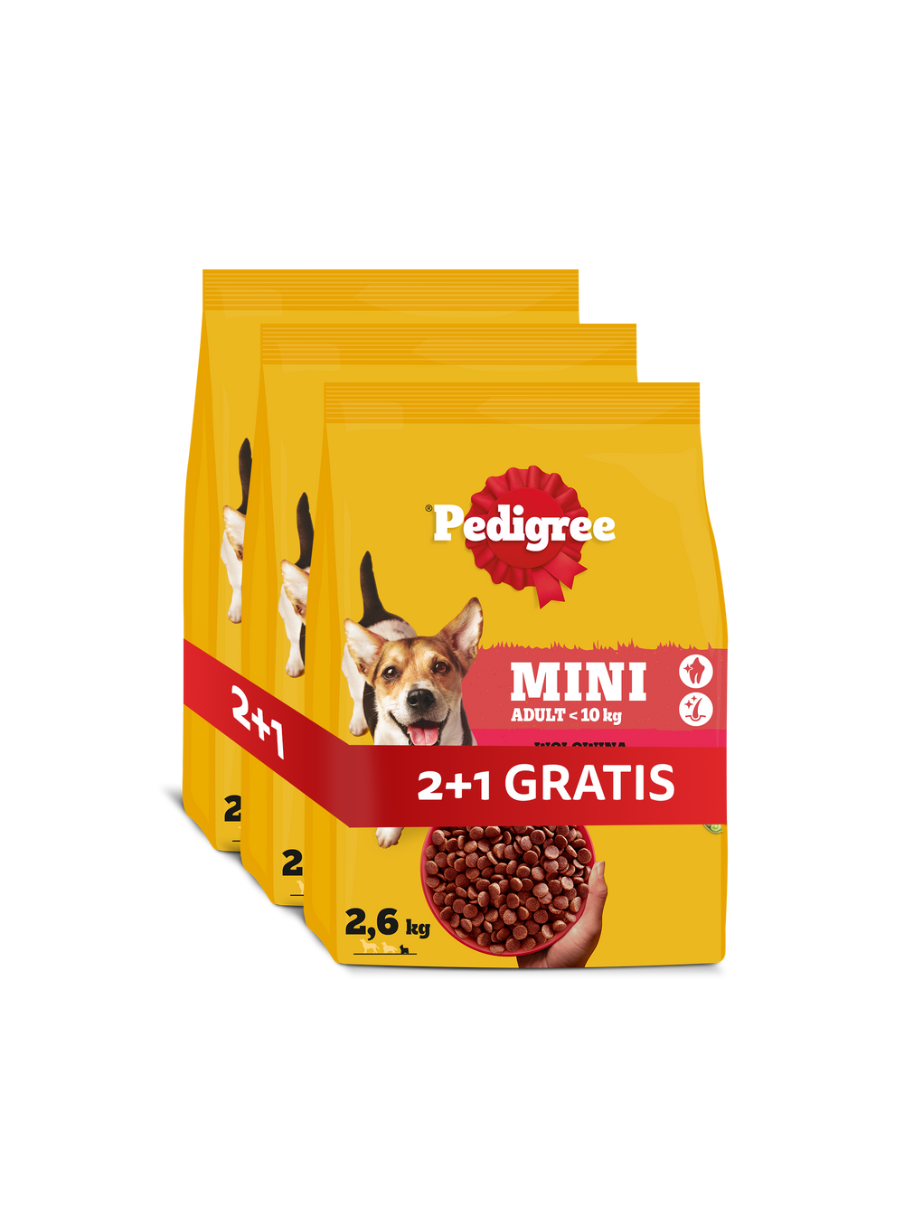 Pedigree Adult Mini dla psów małych ras z wołowiną i warzywami 3x2,6 kg