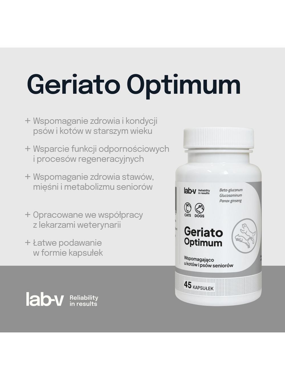 Lab-v Geriato Optimum – Wspomaganie zdrowia seniorów dla psów i kotów 45 kapsułek