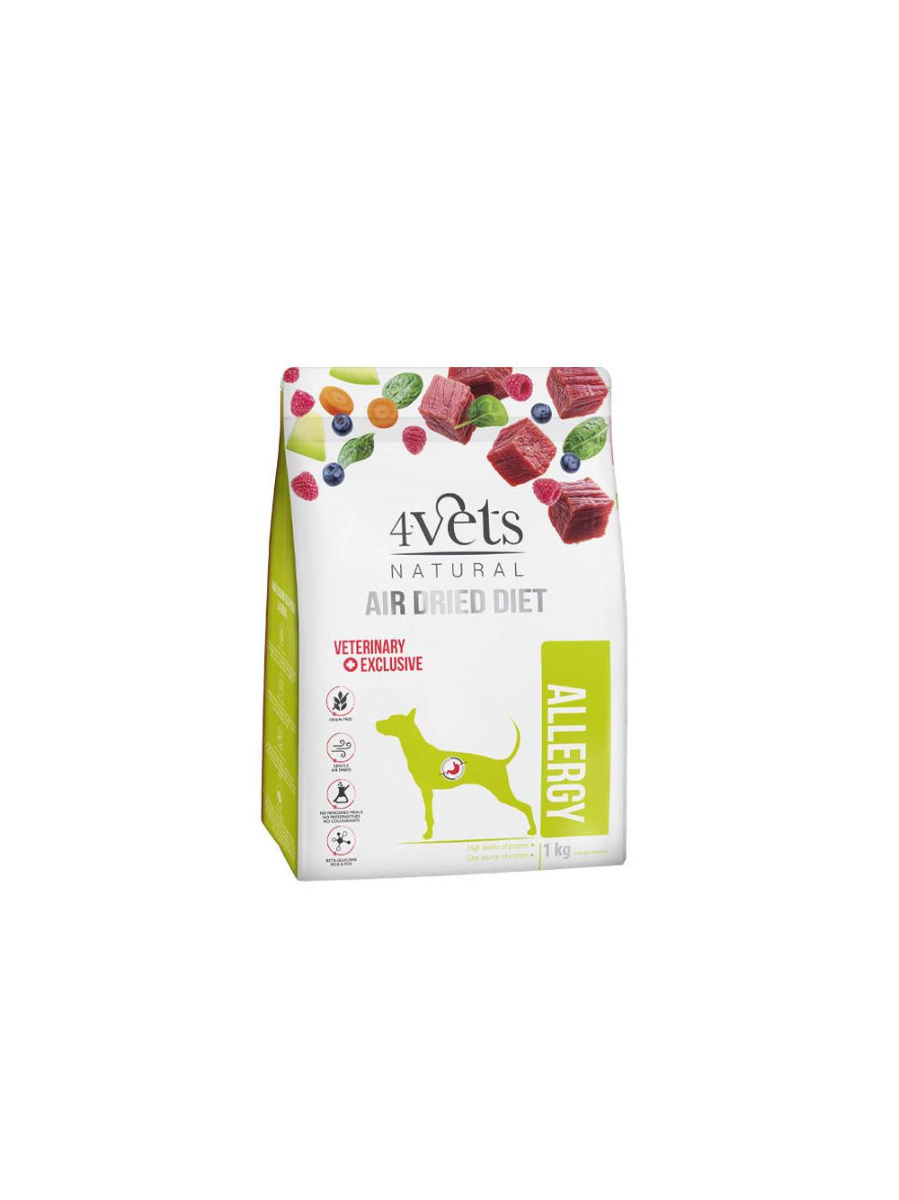 4Vets Natural Zestaw Allergy; karma suszona 1kg + karma mokra 6x400g
