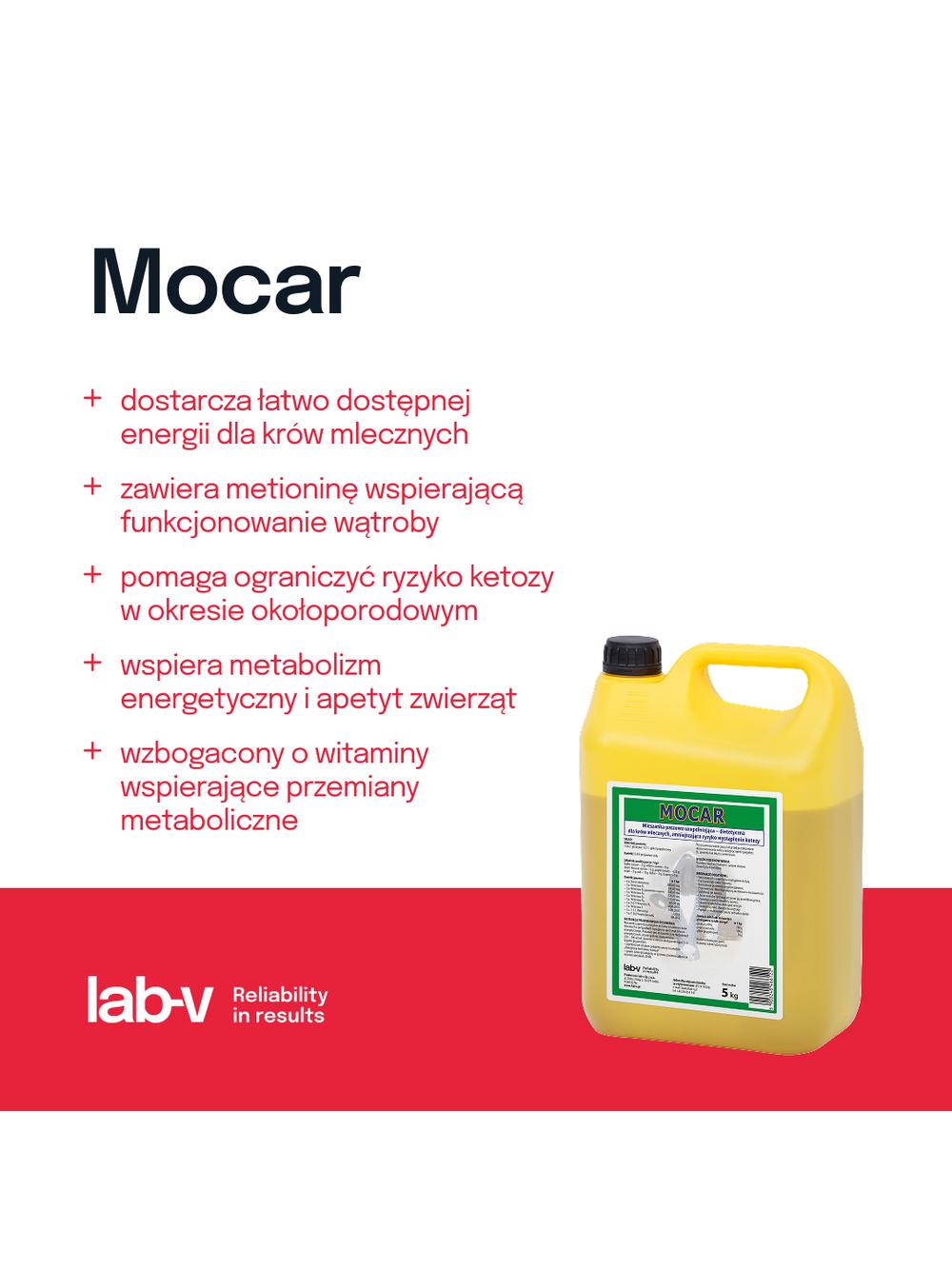 Lab-v Mocar - Mieszanka Paszowa Uzupełniająco-dietetyczna Dla Krów Mlecznych Zmniejszająca Ryzyko Wystąpienia Ketozy 5kg