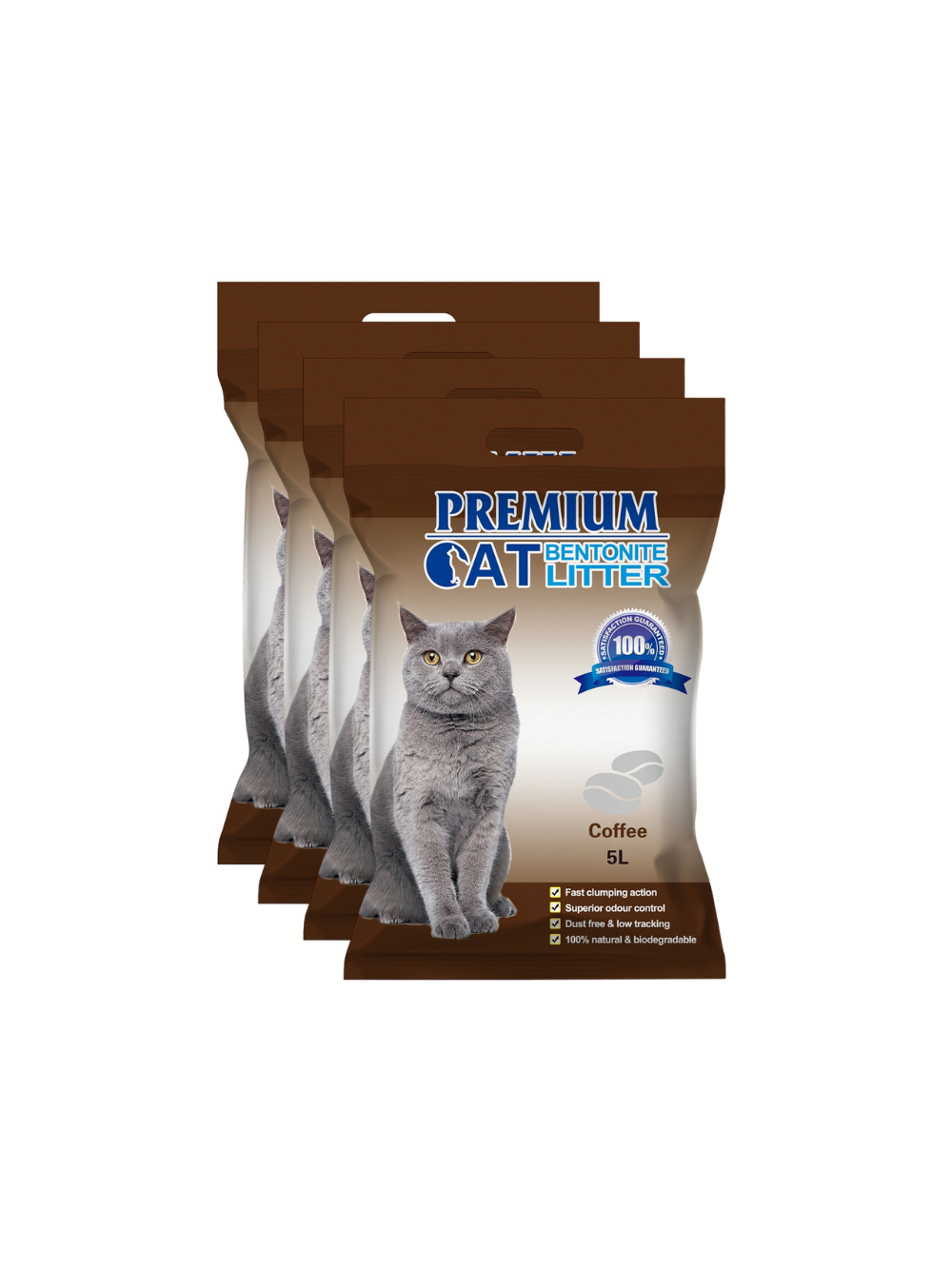 Premium Cat Żwirek Bentonitowy Zbrylający - Kawowy dla kota 4x5L