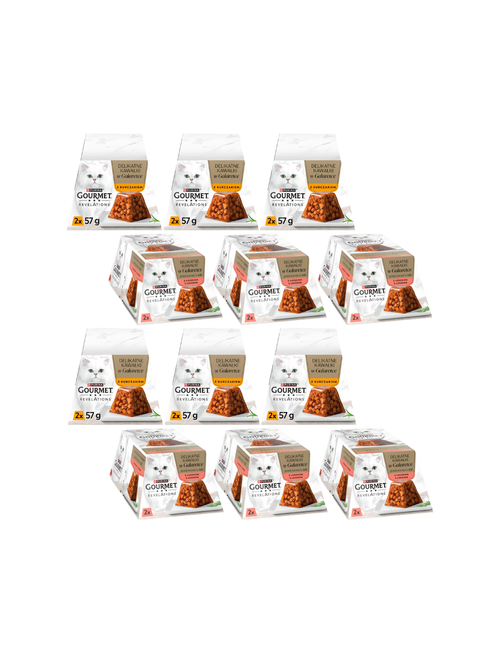 GOURMET Revelations Delikatne Kawałki w Galaretce Mix Smaków 12x(2x57g)