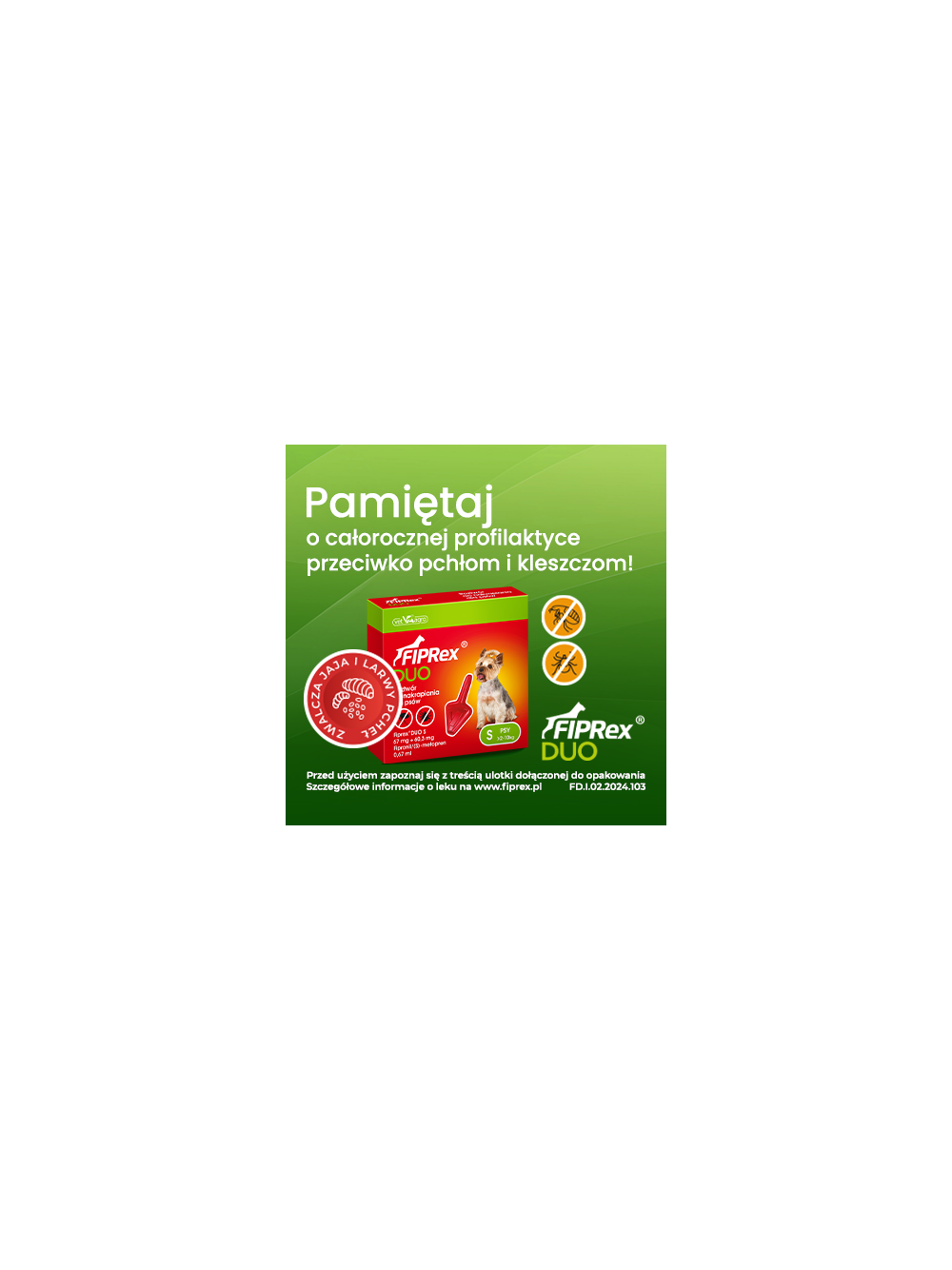 FIPREX DUO S 67 mg + 60,3 mg roztwór do nakrapiania dla psów