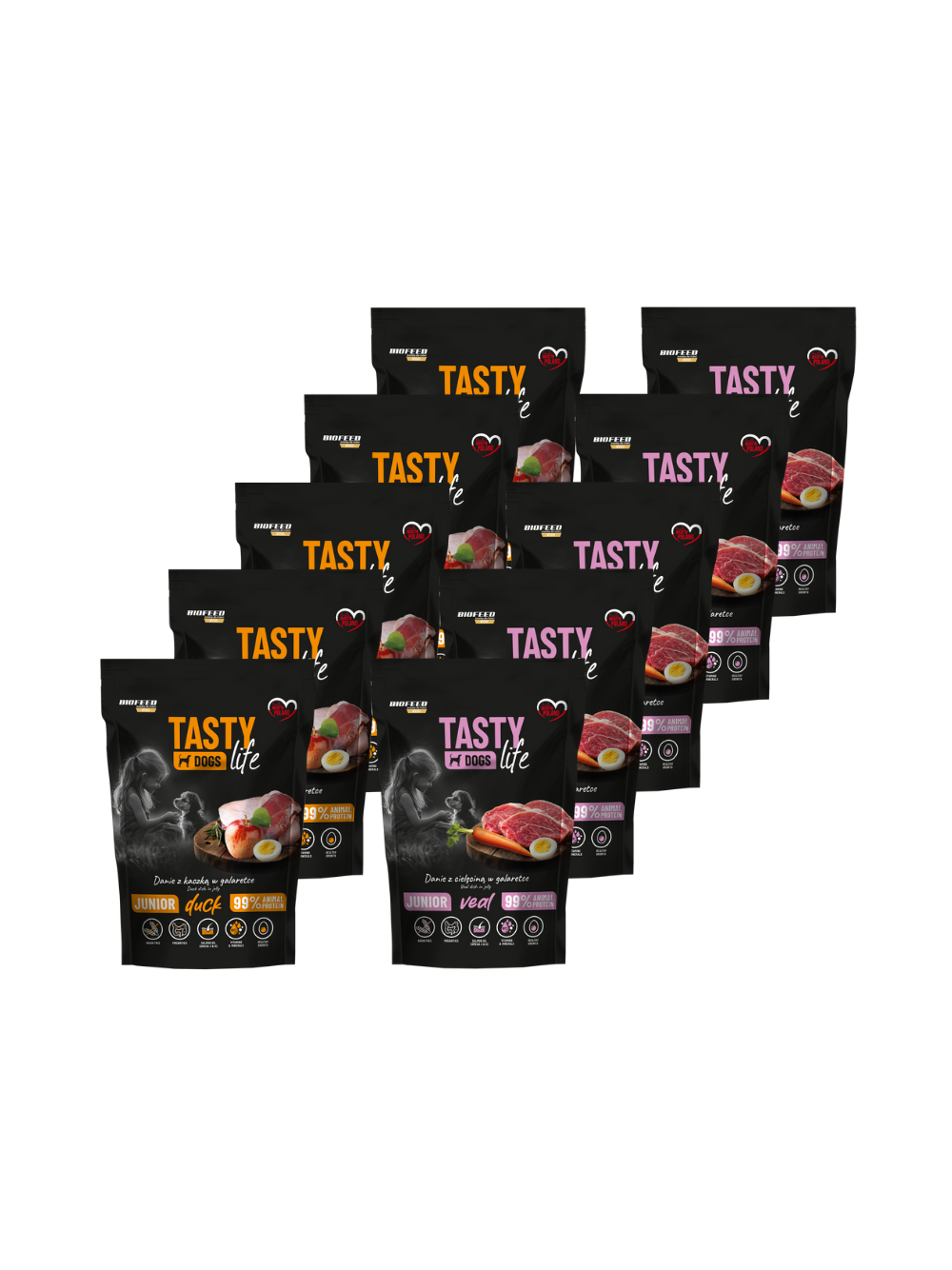 Tasty Dogs Life Junior Danie  Mix Smaków w galaretce 10x150g