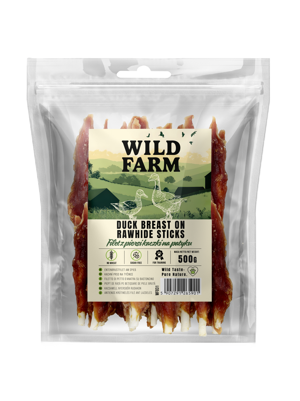 WILD FARM filet z piersi kaczki na patyku 500g przysmak dla psa
