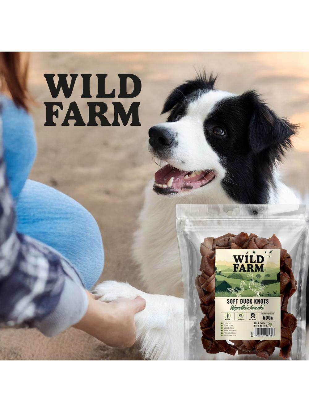 WILD FARM Węzełki z kaczki 500g przysmak dla psa