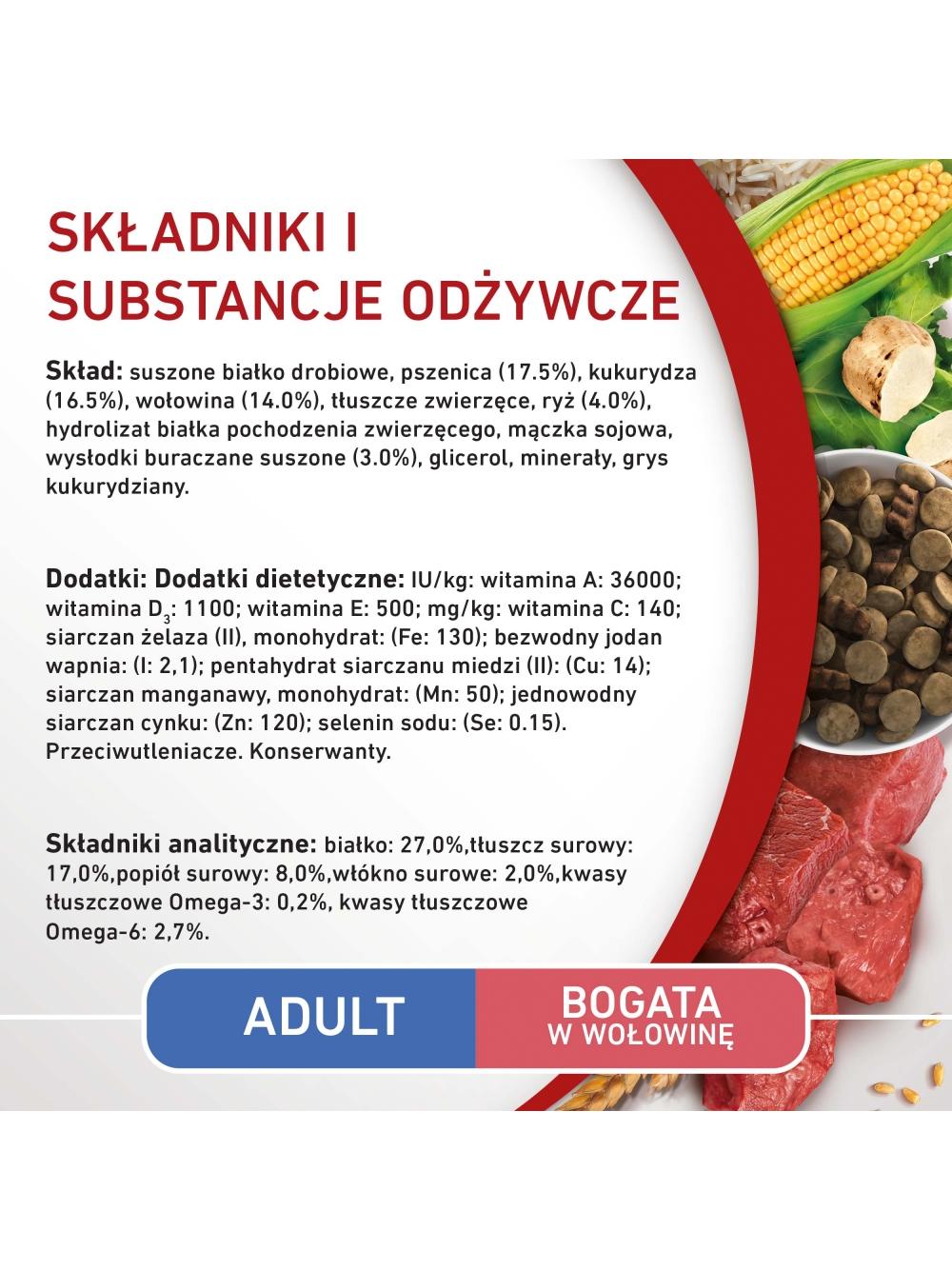 PURINA ONE Adult Mini/Small Karma dla dorosłych psów bogata w wołowinę z ryżem 3 kg/ opakowanie uszkodzone (7138)!!