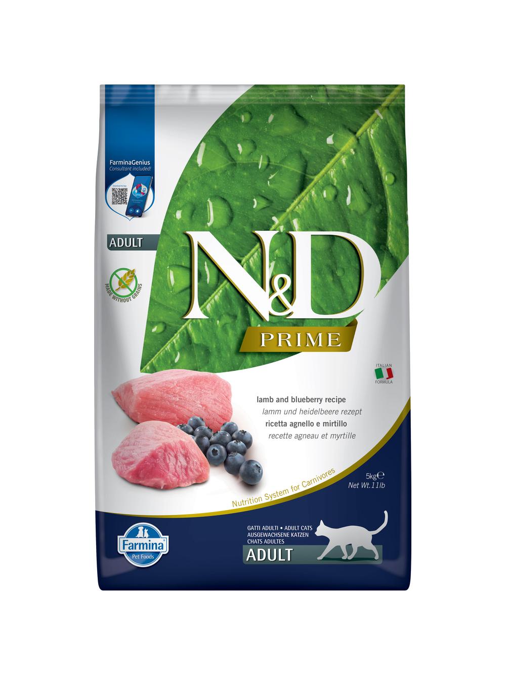 Farmina N&D Prime feline LAMB & BLUEBERRY ADULT 5kg