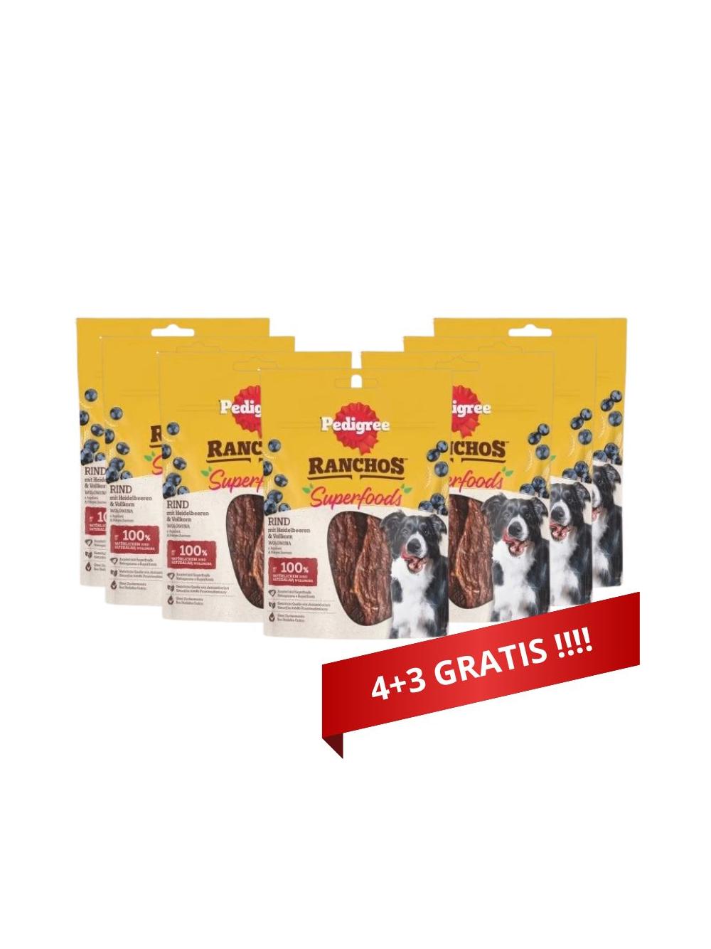 PEDIGREE® Ranchos™ Superfoods z wołowiną, jagodami i pełnym ziarnem 7x70g