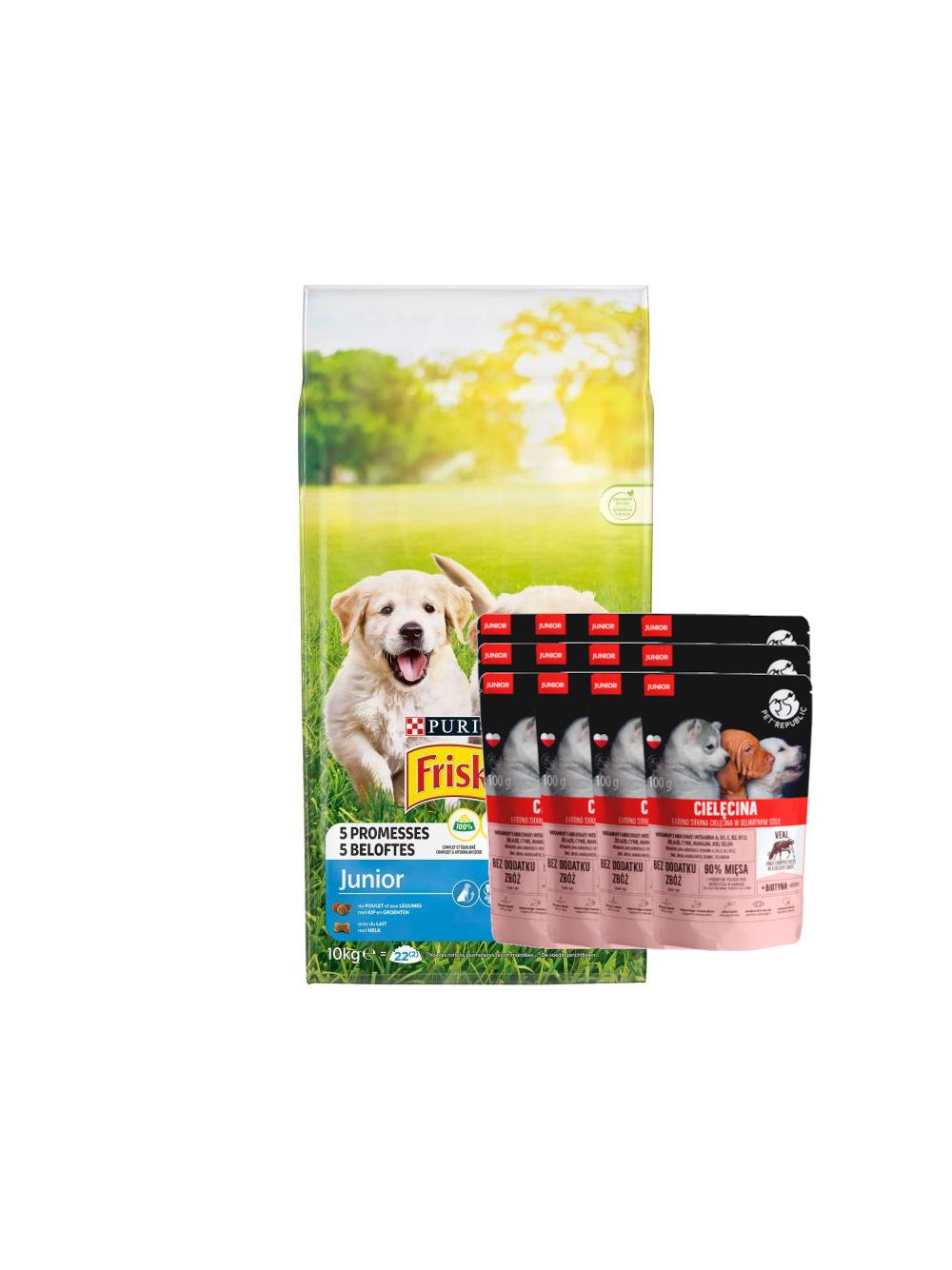PURINA Friskies Junior 15kg + PetRepublic JUNIOR 12x100g