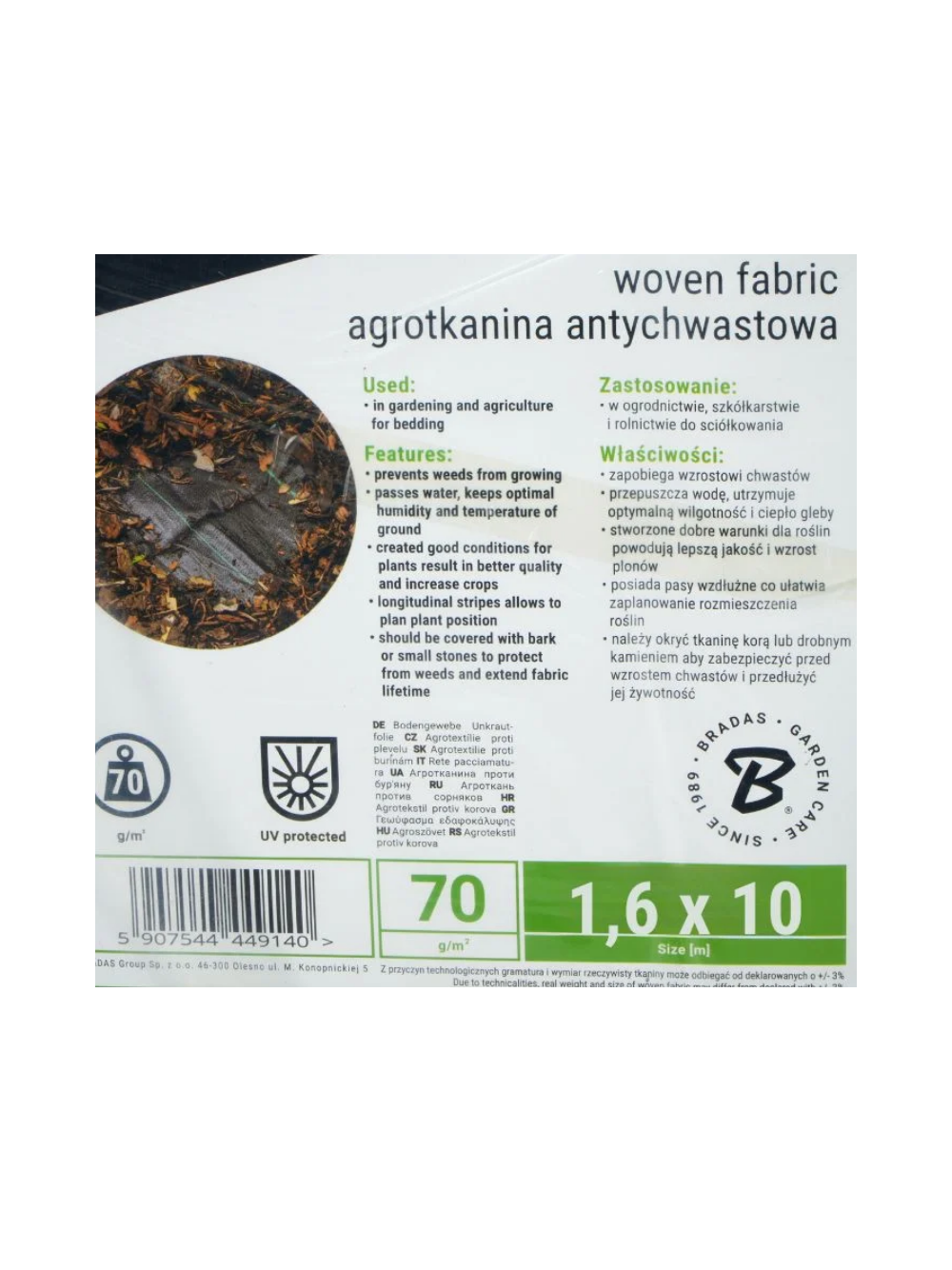 Agrotkanina PP czarna UV 70g 3,2 x 10 m