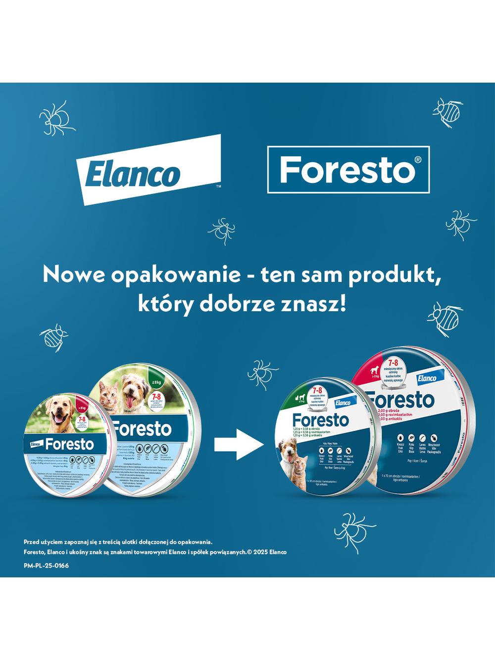 ELANCO Foresto Obroża dla kotów i psów poniżej 8kg+ Cestal Dog Plus tabletki na odrobaczanie psów 2 sztuki