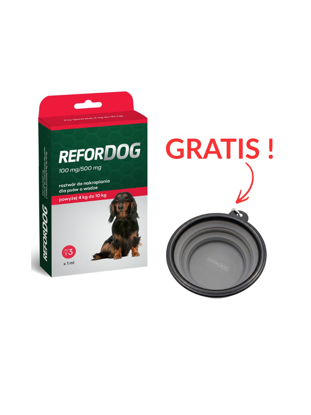 Refordog dla psów 4–10 kg 3 pipety x 1,0ml + MISKA GRATIS !