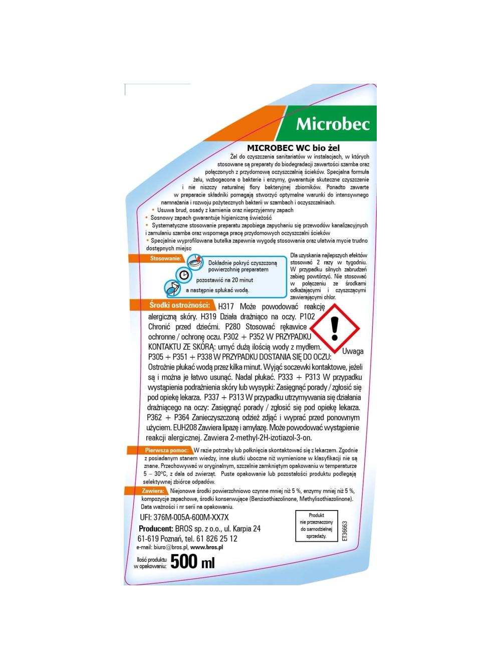 BROS MICROBEC 1,2 KG ULTRA CYTRYNA + BROS Microbec WC Bio Żel 750 ml