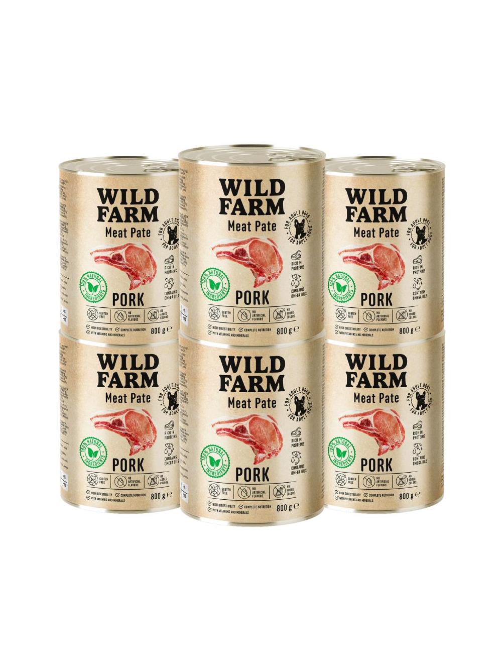 WILD FARM Pate Pork 6x800g bezglutenowa karma dla psa