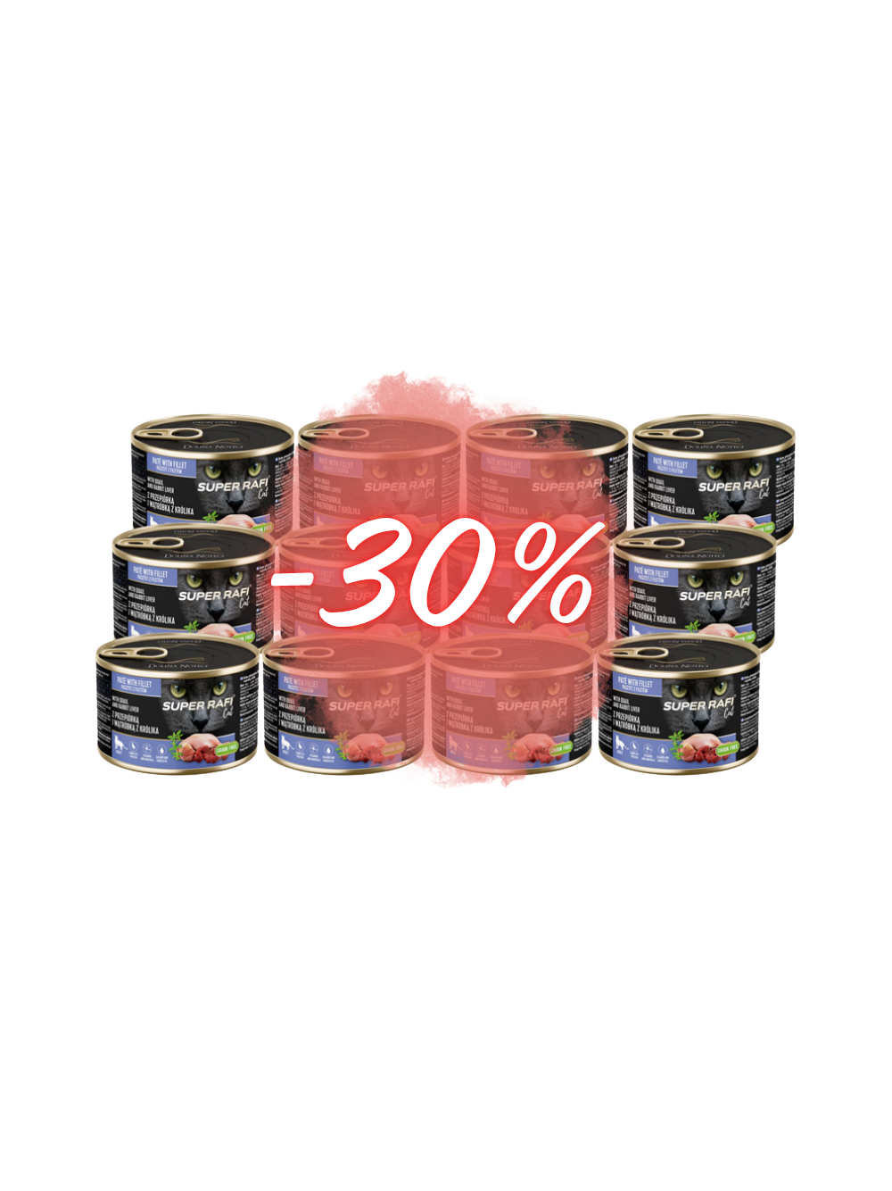 DOLINA NOTECI Super Rafi Cat P&F z przepiórką i wątróbką z królika 12x185g