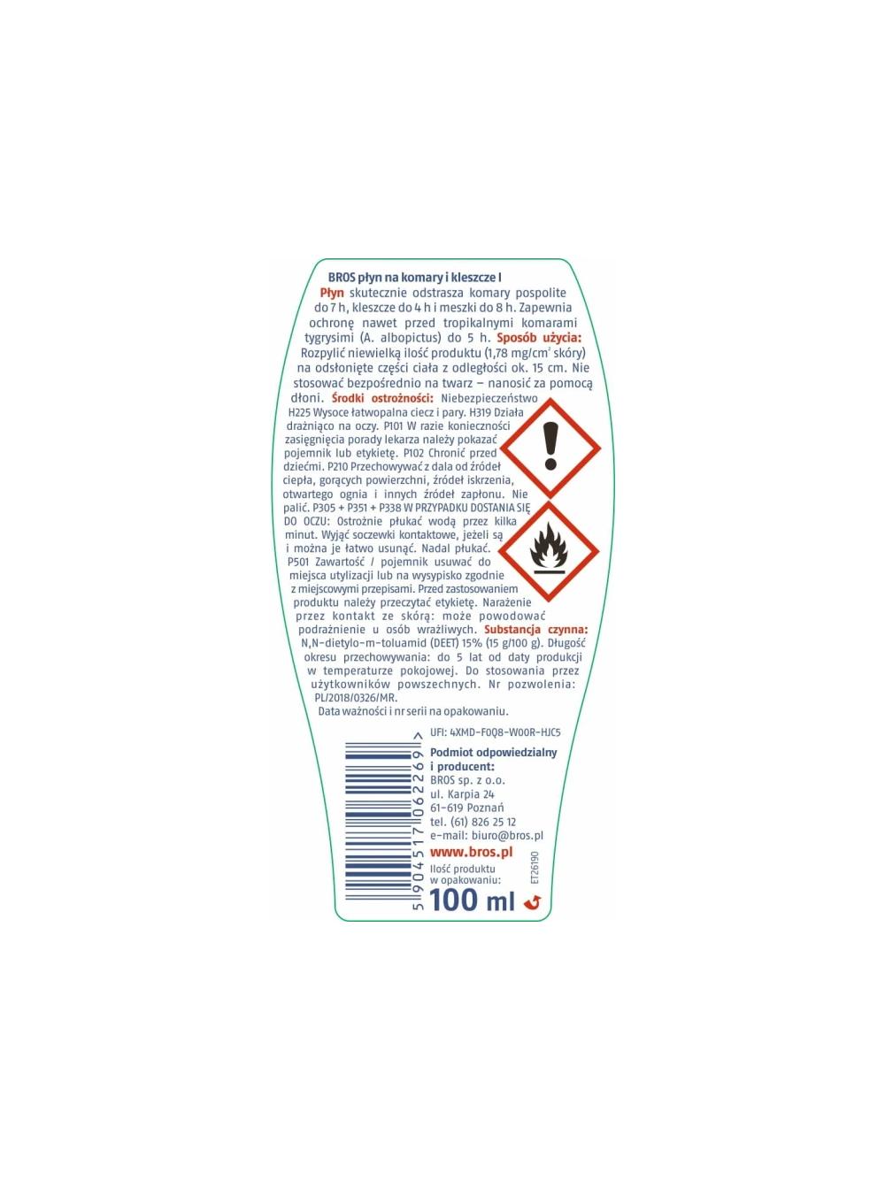 BROS płyn na komary i kleszcze 100ml