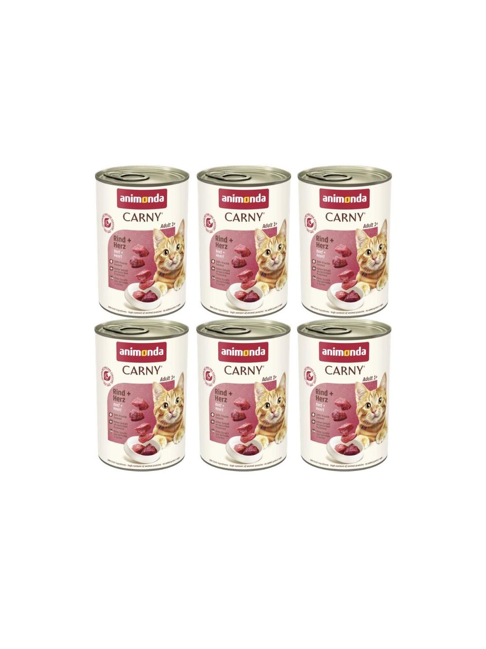 ANIMONDA Cat Carny Adult smak: wołowina i serca 6 x 400g