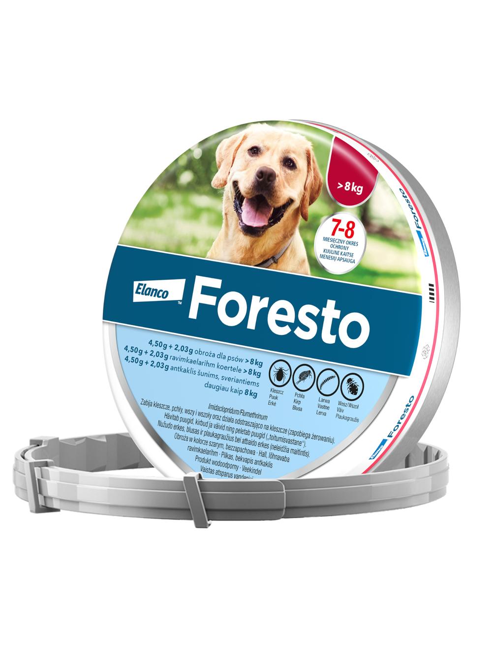 ELANCO Foresto Obroża dla psów powyżej 8kg+ Cestal Dog Plus tabletki na odrobaczanie psów 2 sztuki