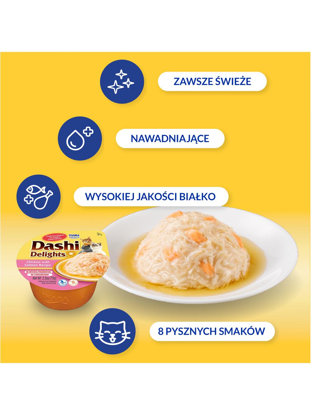 Inaba DASHI uzupełniająca karma dla kota- kurczak i łosoś 70 g