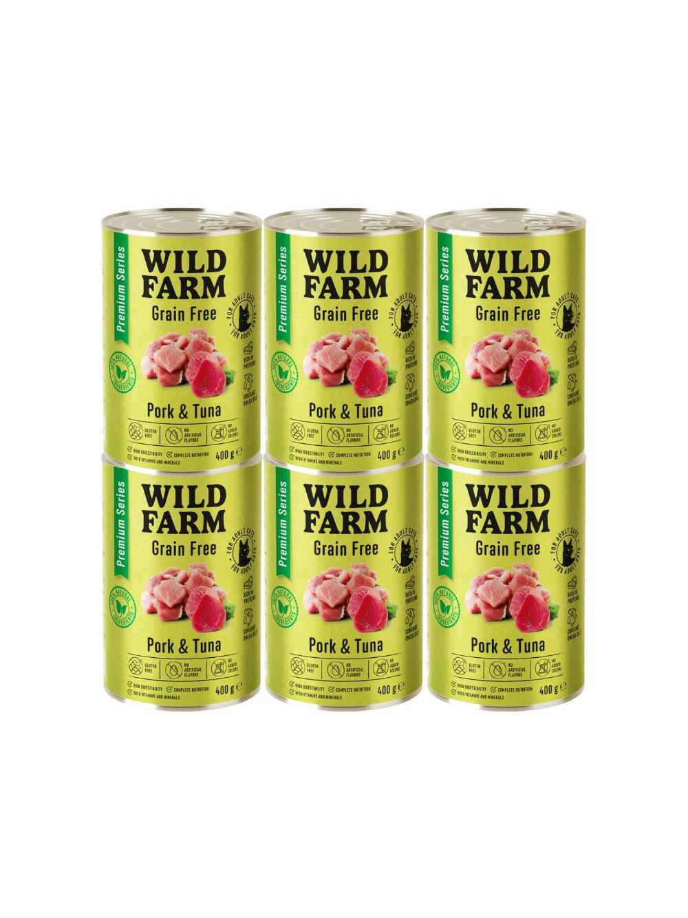 WILD FARM Premium Grain Free Pork and Tuna 6x400g  - bezzbożowa karma dla kota