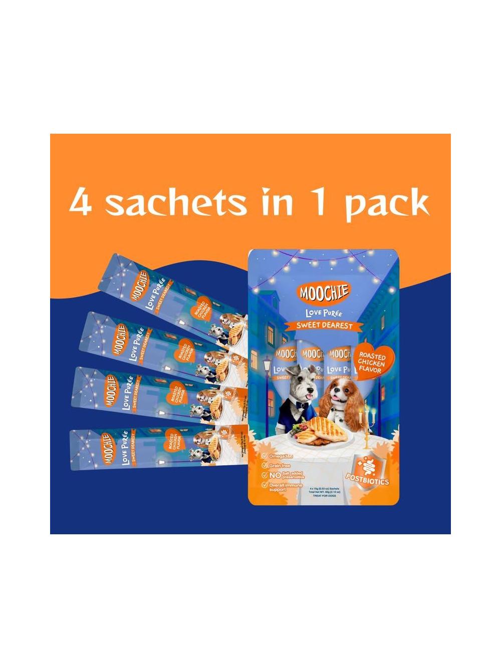 MOOCHIE Love Puree Chicken 4x15g przysmak dla psa o smaku pieczonego kurczaka