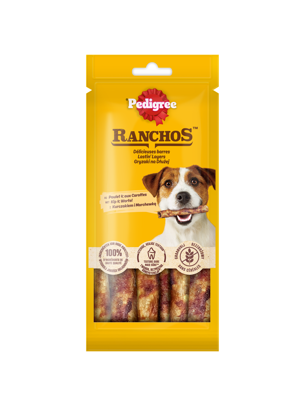 PEDIGREE - Ranchos Gryzaki na Dłużej 40 g – przysmaki dla psa, bogate w kurczaka, z marchewką