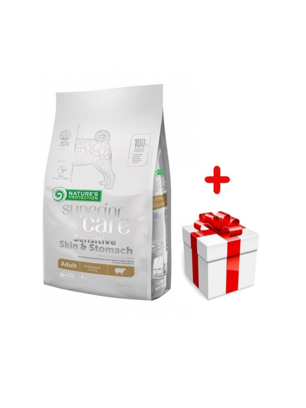 Natures Protection  Sensitive Skin & Stomach Adult Small Breed  1,5kg + niespodzianka dla psa GRATIS!