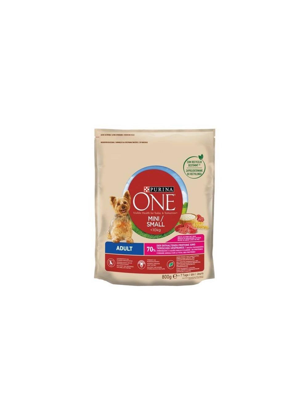 PURINA ONE Mini Adult Wołowina, ryż - sucha karma dla psa - 800g